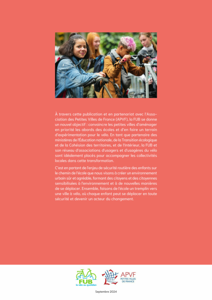 Extrait de la note de plaidoyer intitulée "L’école, un tremplin vers la ville à vélo". ©FUB et Association des Petites Villes de France (APVF), septembre 2024.